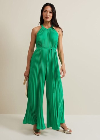 Phase Eight Brea Pleat Jumpsuit Green USA | 7308462-TA